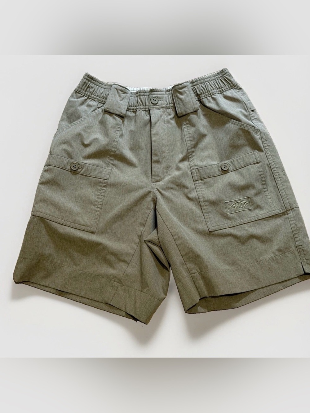 AFTCO Shorts Mens Performance Fishing Size 28 Gray Elastic Waist 8” Inseam